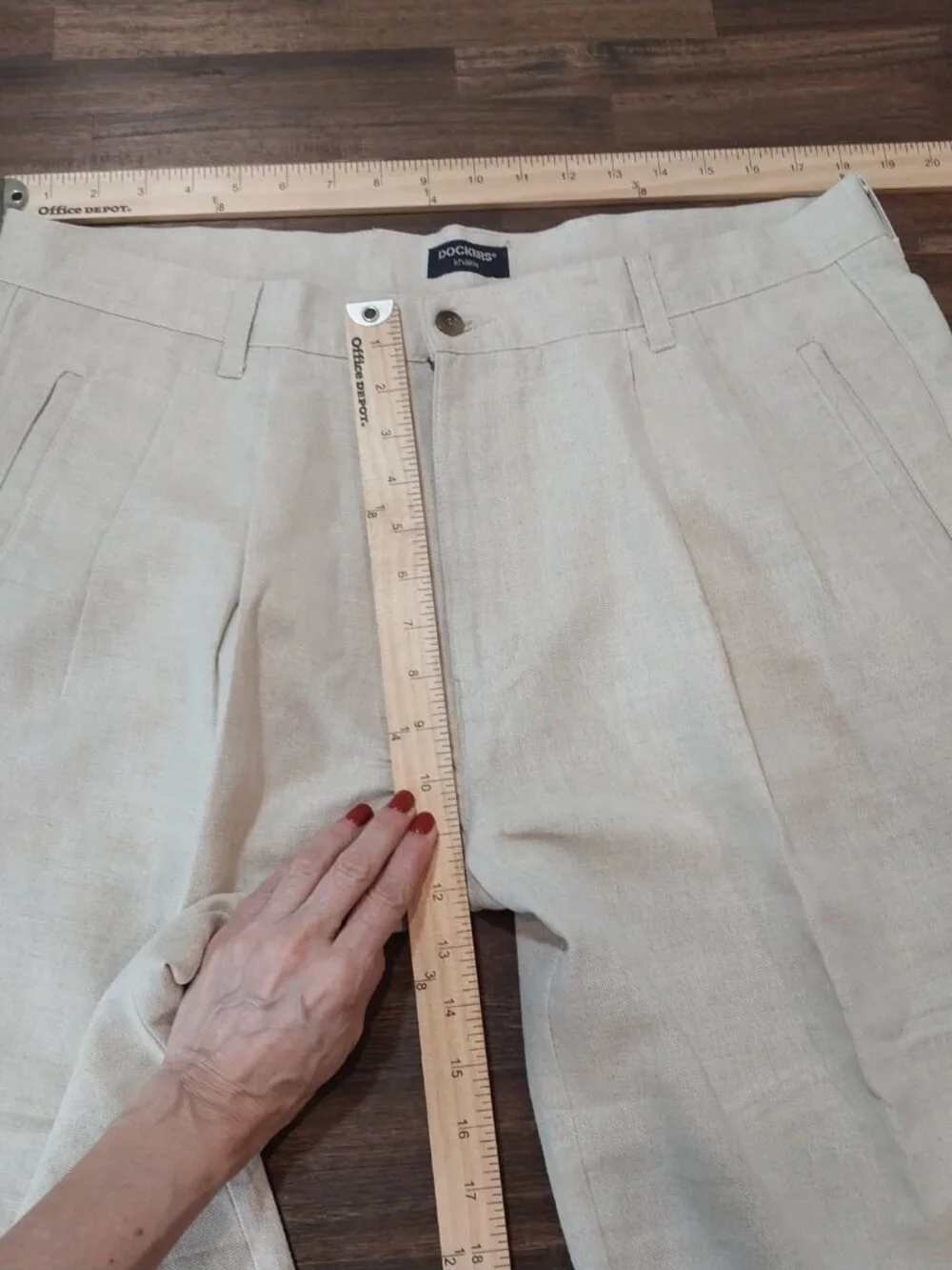 Vintage 90s Dockers Khakis Pants 38x32 Beige Relaxed Fit Two-Pleated Linen Cotto